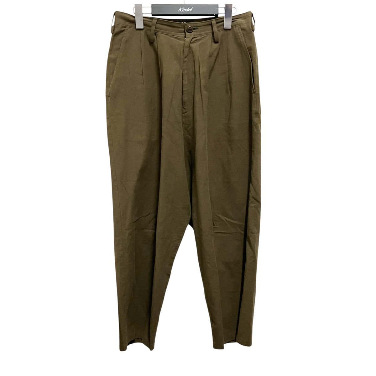 【中古】 Y’s　 COTTON FLAX POPLIN DOUBLE TUCK TAPERED PANTS テーパードパンツ YS P19 010 オリーブ サイズ：2 【070426】（ワイズ）