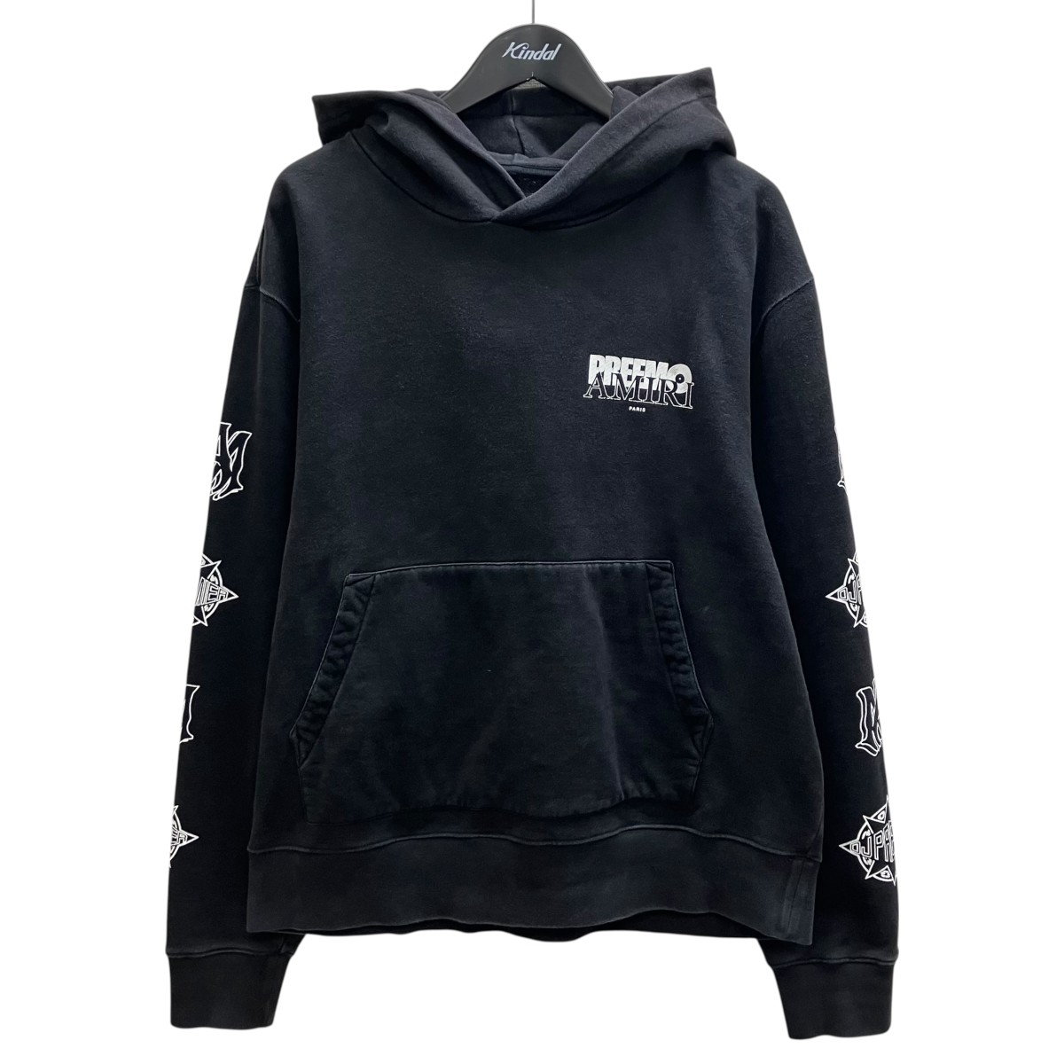 【中古】 AMIRI　 PREEMO LOGO HOODIE プルオーバーパーカー ブラック×ホワイト サイズ：XL 【070426】（アミリ）