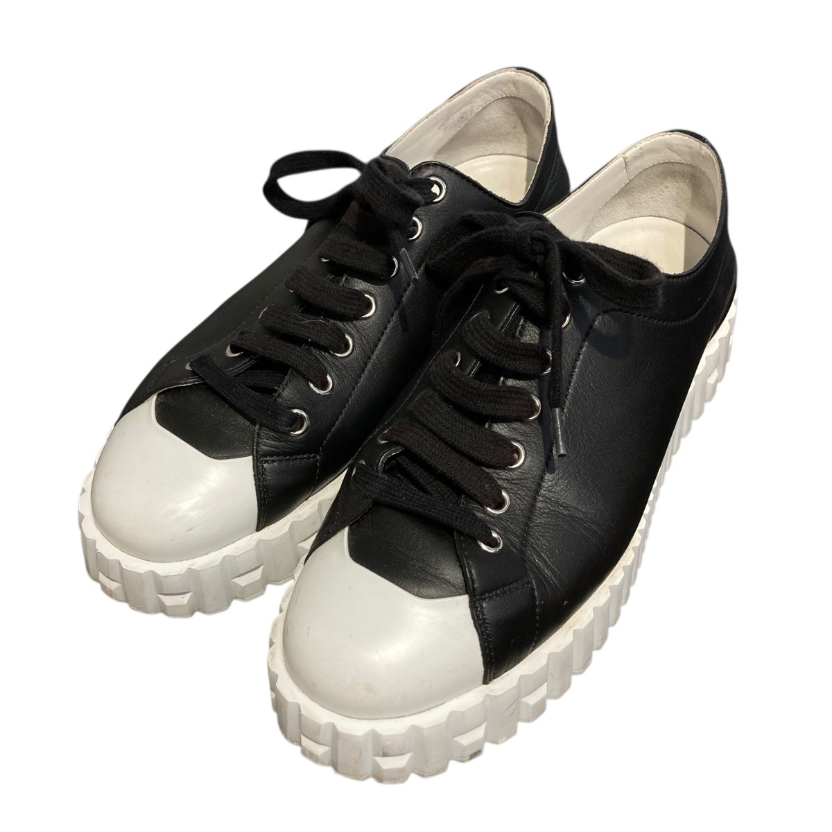 【中古】HERMES クライムローカットスニーカー 黒いこと×白いこと 大きさ：38(約24.5糎) 【070426】（エルメス）