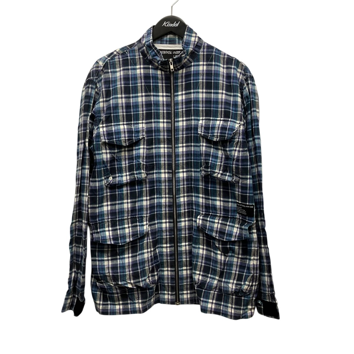 【中古】 stussy　 00s ジップアップチェックシャツ ブルー サイズ：L 【070426】（ステューシー）