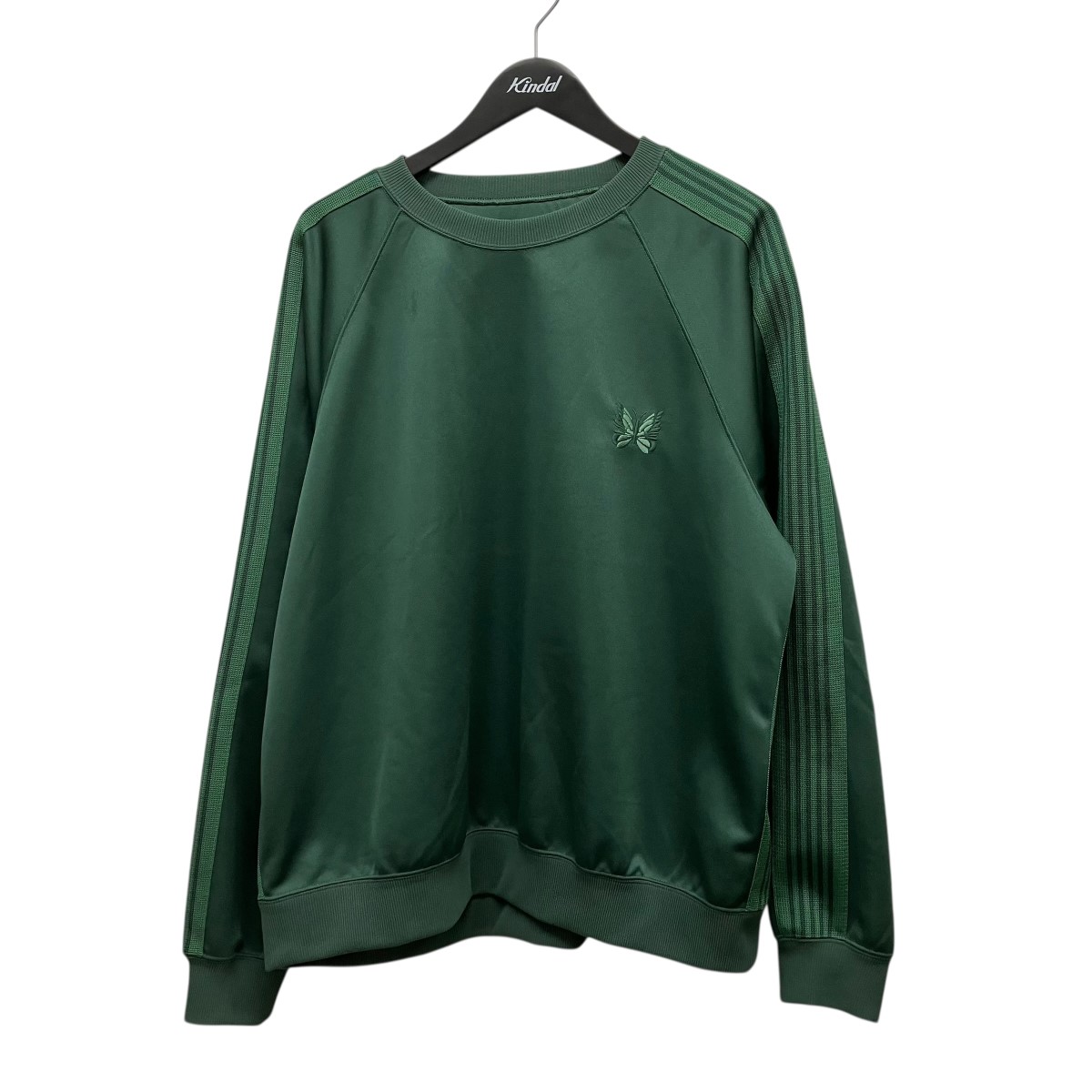 【中古】 Needles Track Crew Neck Shirt ロゴ刺しゅうクルーネックスウェット NS1523 グリーン サイズ:L 【070426】(ニードルズ)
