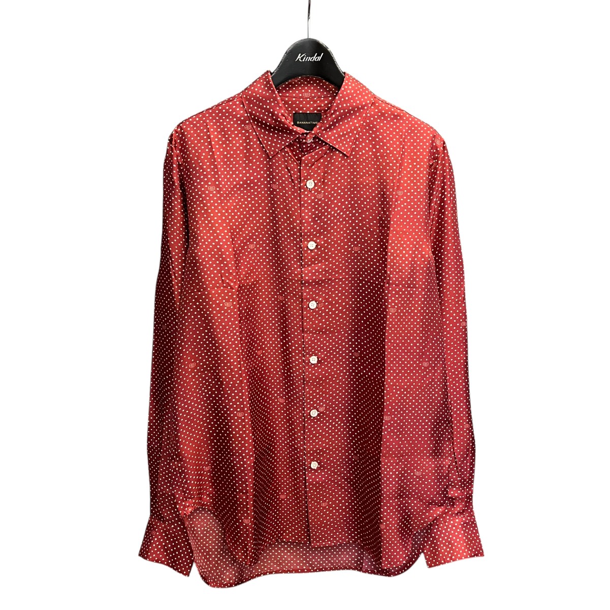 【中古】 BANANATIME　 シルク ドットシャツ レッド サイズ：XS 【070426】（バナナタイム）
