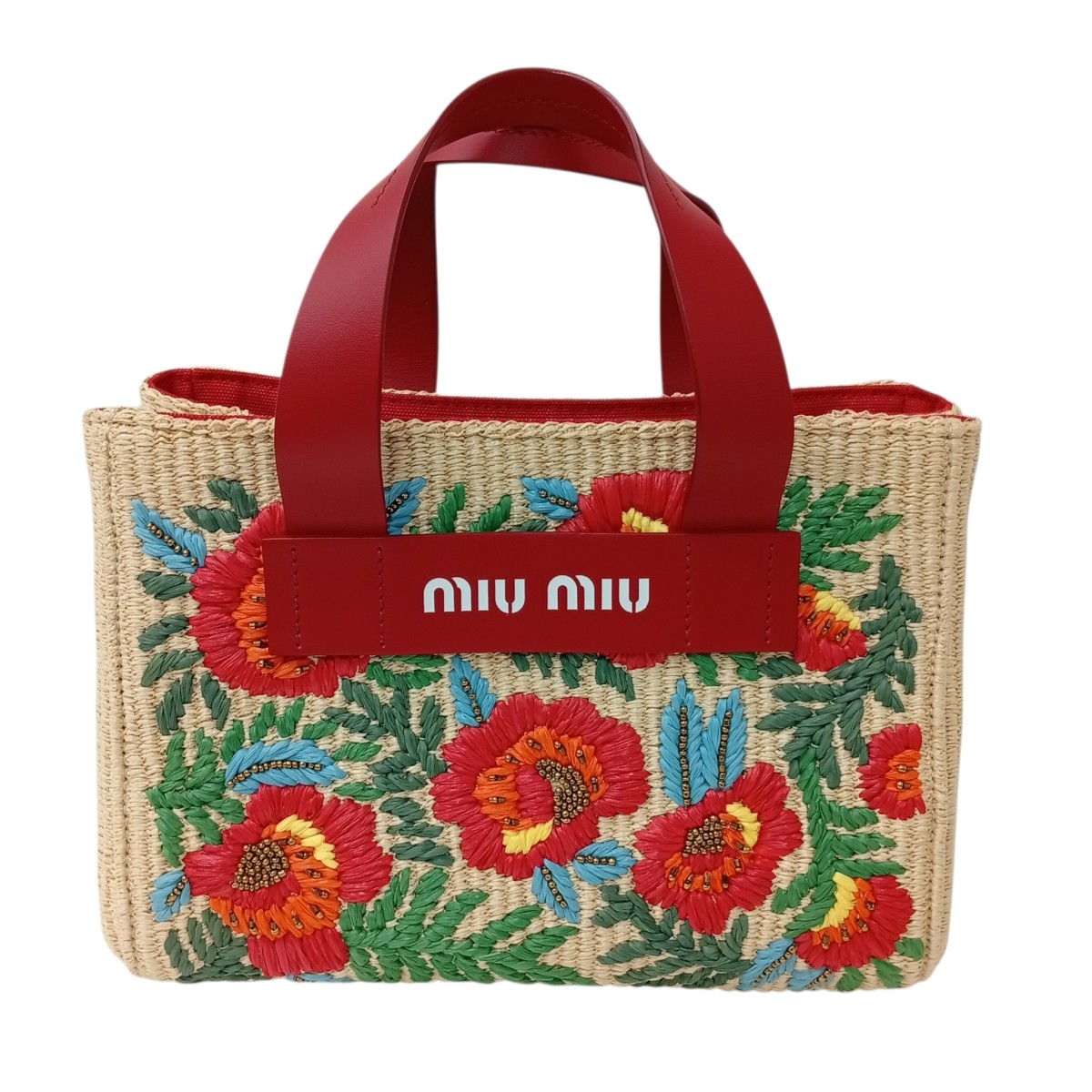 【中古】MIU MIU 2WAY御徒面子 5BA176 ベージュ×赤いこと 【080426】（ミュウミュウ）