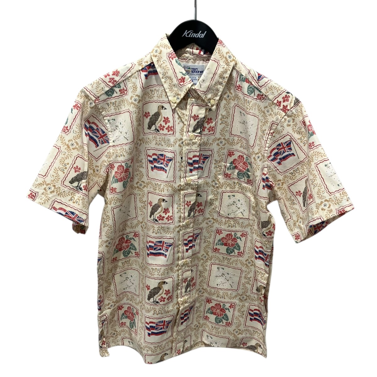【中古】reyn spooner 90s ビキニ引き舟 水泳着引き舟 アロハシャツ ベージュ 大きさ：S 【080426】（レインスプーナー）