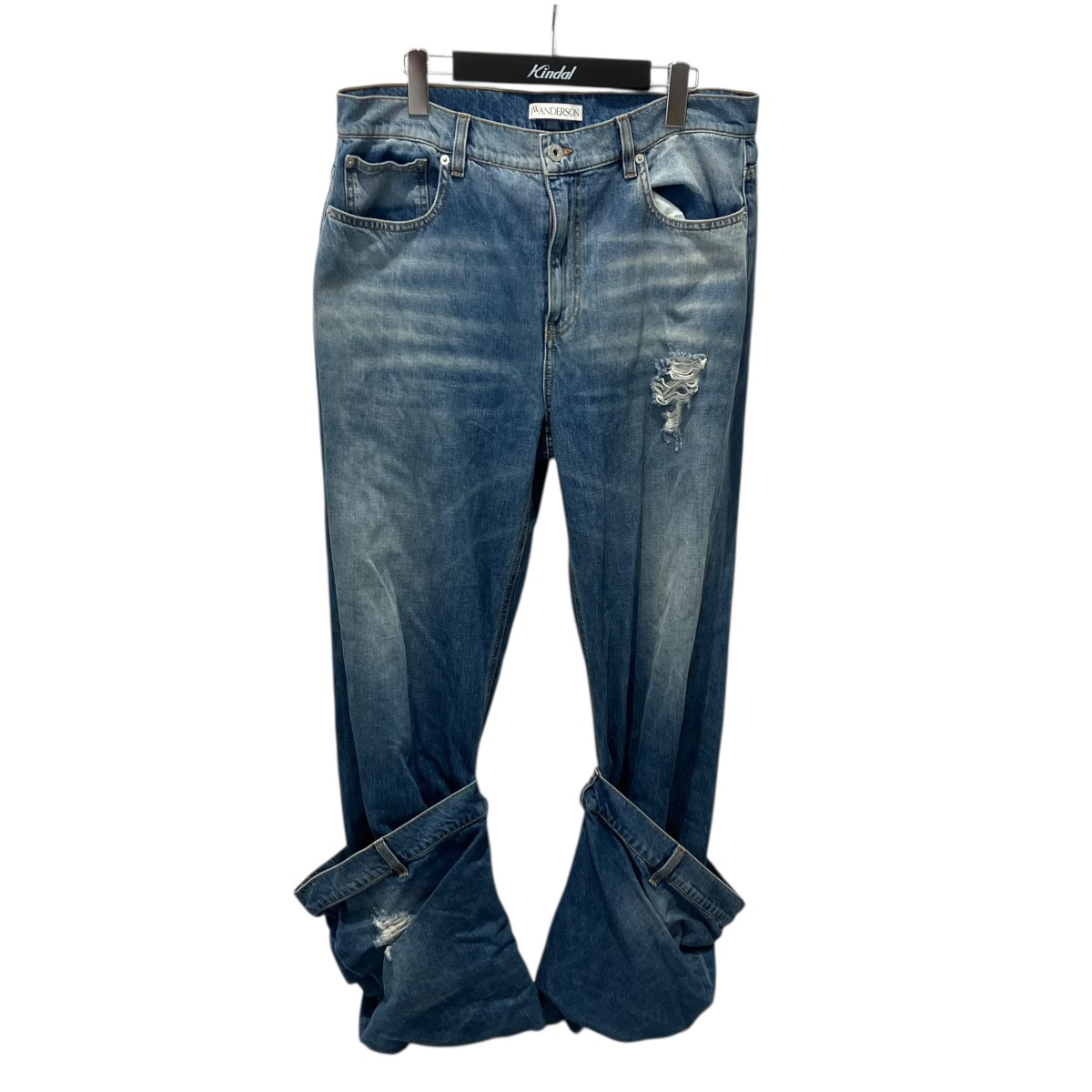 【中古】 J．W．ANDERSON　 23SS ダメージ加工 バケットパンツ ストレートデニムパンツ デニムパンツ DT0067PG1164804 インディゴ サイズ：32 【080426】（ジョナサンウィリアムアンダーソン）