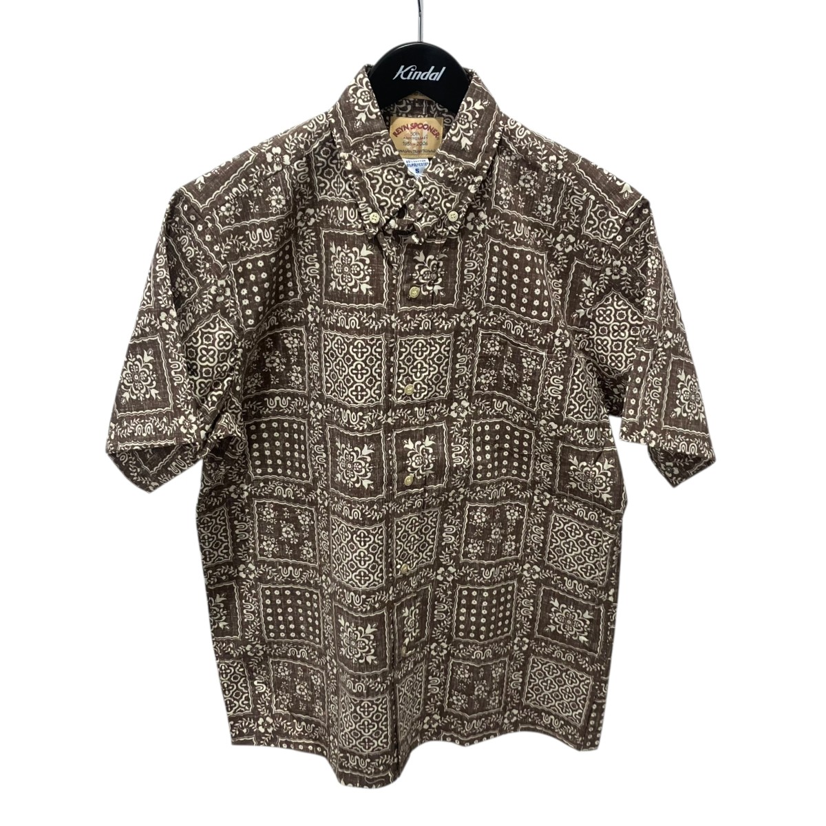 【中古】 reyn spooner　 50周年記念モデル 50th ANNIVERSARY バンダナ柄 アロハシャツ ブラウン サイズ：S 【080426】（レインスプーナー）