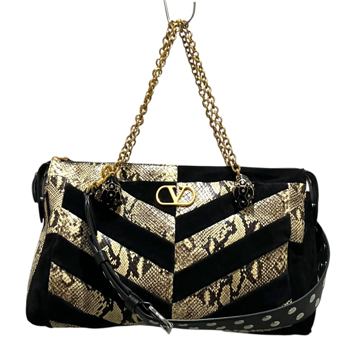 【中古】VALENTINO 26SS ミディアムクロスボディバッグ 8W0B0S70DZD 4JR 黒いこと×白いこと 【080426】（ヴァレンチノ）
