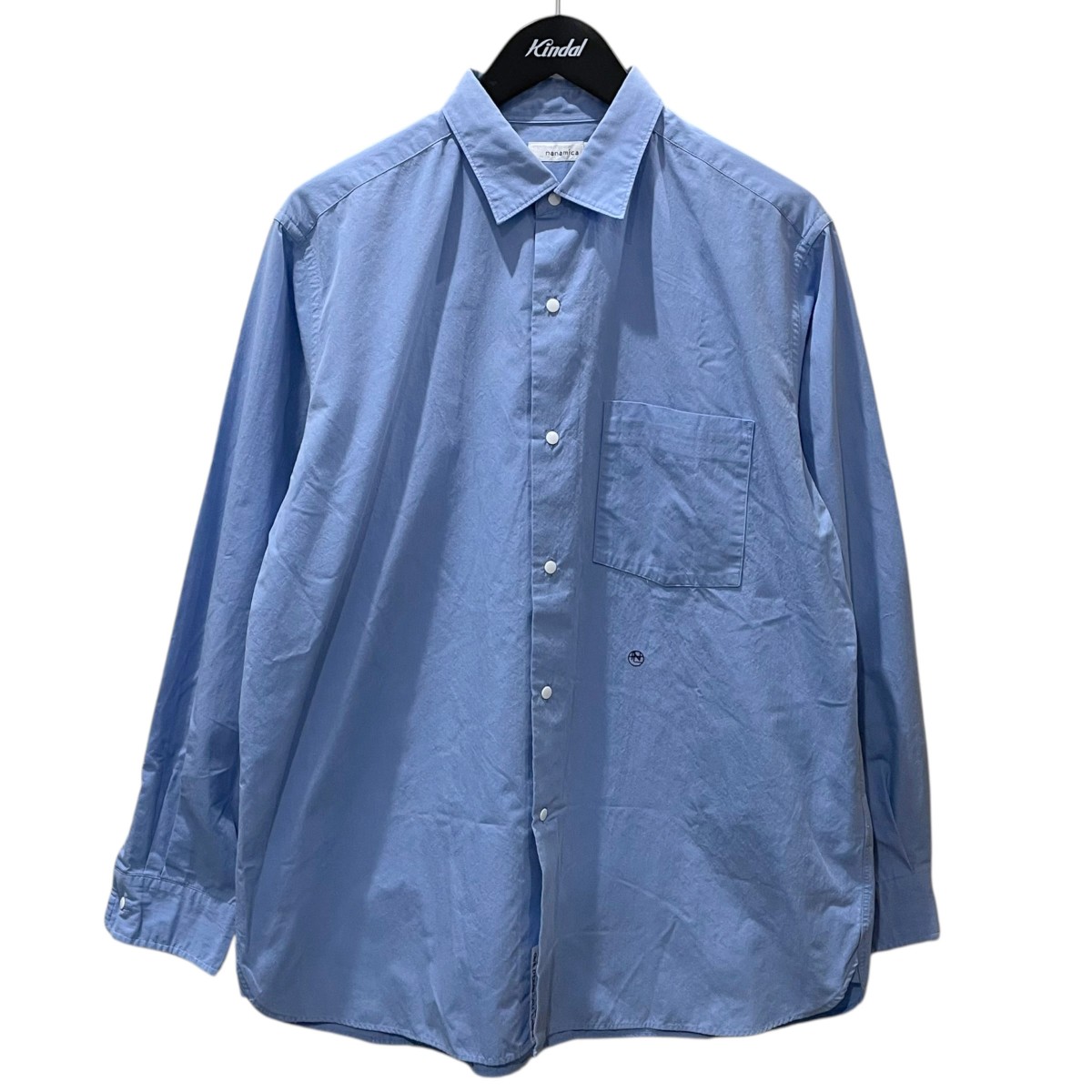 【中古】 nanamica　 長袖シャツ Regular Collar Wind Shirt レギュラーカラー ウィンドシャツ SUGS400 スカイブルー サイズ：S 【080426】（ナナミカ）