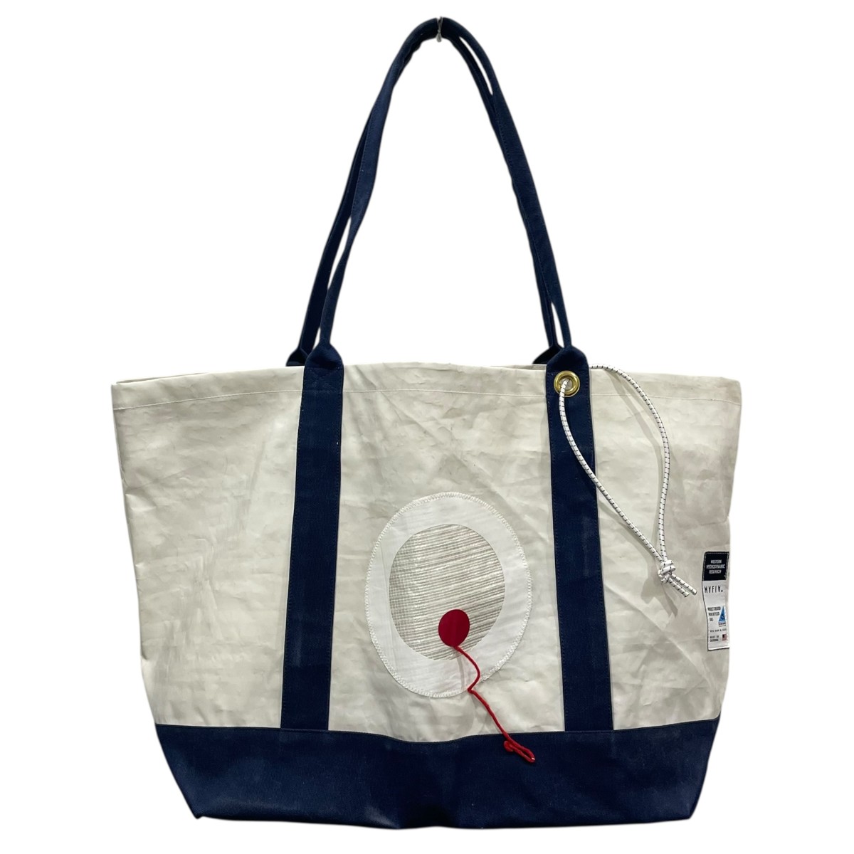 【中古】 western hydrodynamic research　 リメイクトートバッグ WHR Wind-Tel Boat Tote ウィンドテル ボート トート MWHR23S1004 オフホワイト・ネイビー 【080426】（ウェスタン ハイドロダイナミック リサーチ）