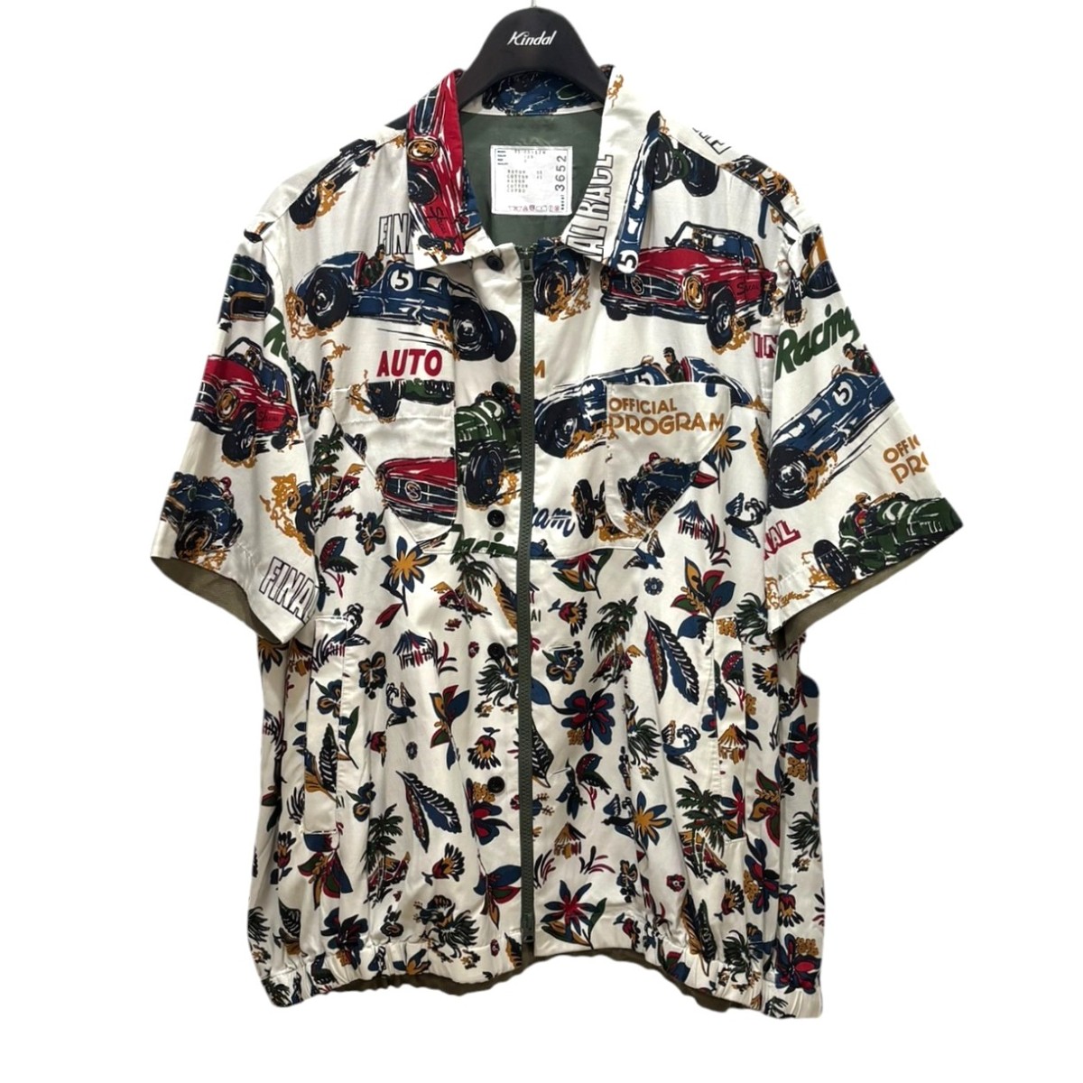 【中古】 sacai　 2025SS Car Race Tropical Print Zip Shirt 半袖ジップシャツ　25-03652M マルチカラー サイズ：3 【080426】（サカイ）