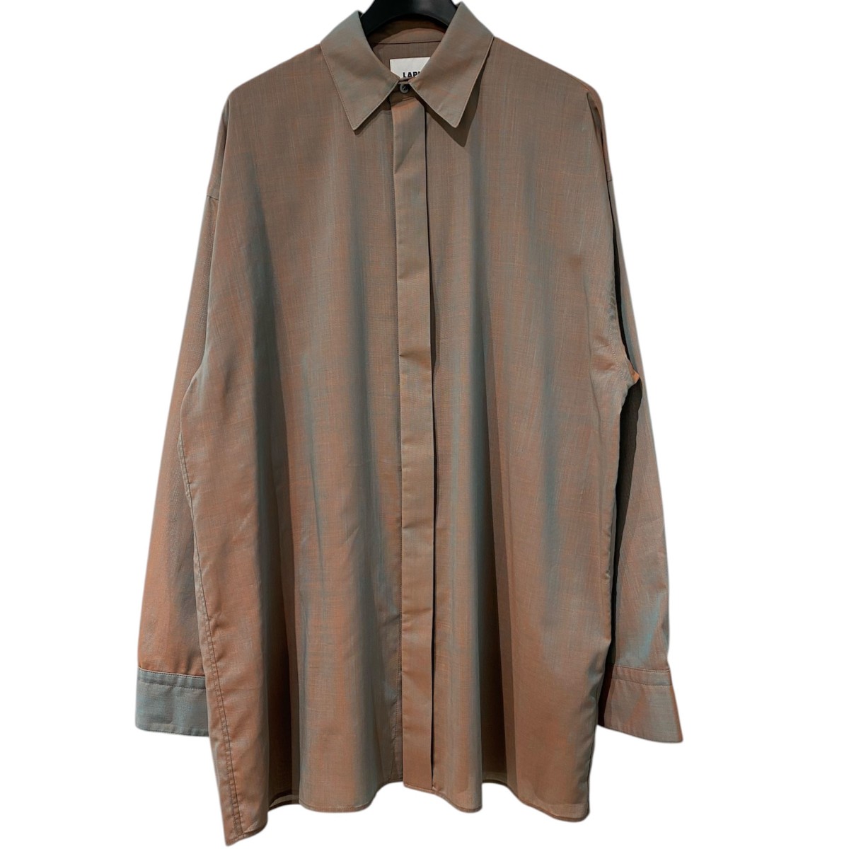 【中古】 LAPIIS　 OVERSIZED CHAMBRAY SHIRTオーバーサイズウールポリ比翼シャンブレーシャツ グレイッシュベージュ サイズ：02(オーバーサイズ) 【080426】（ラピス）