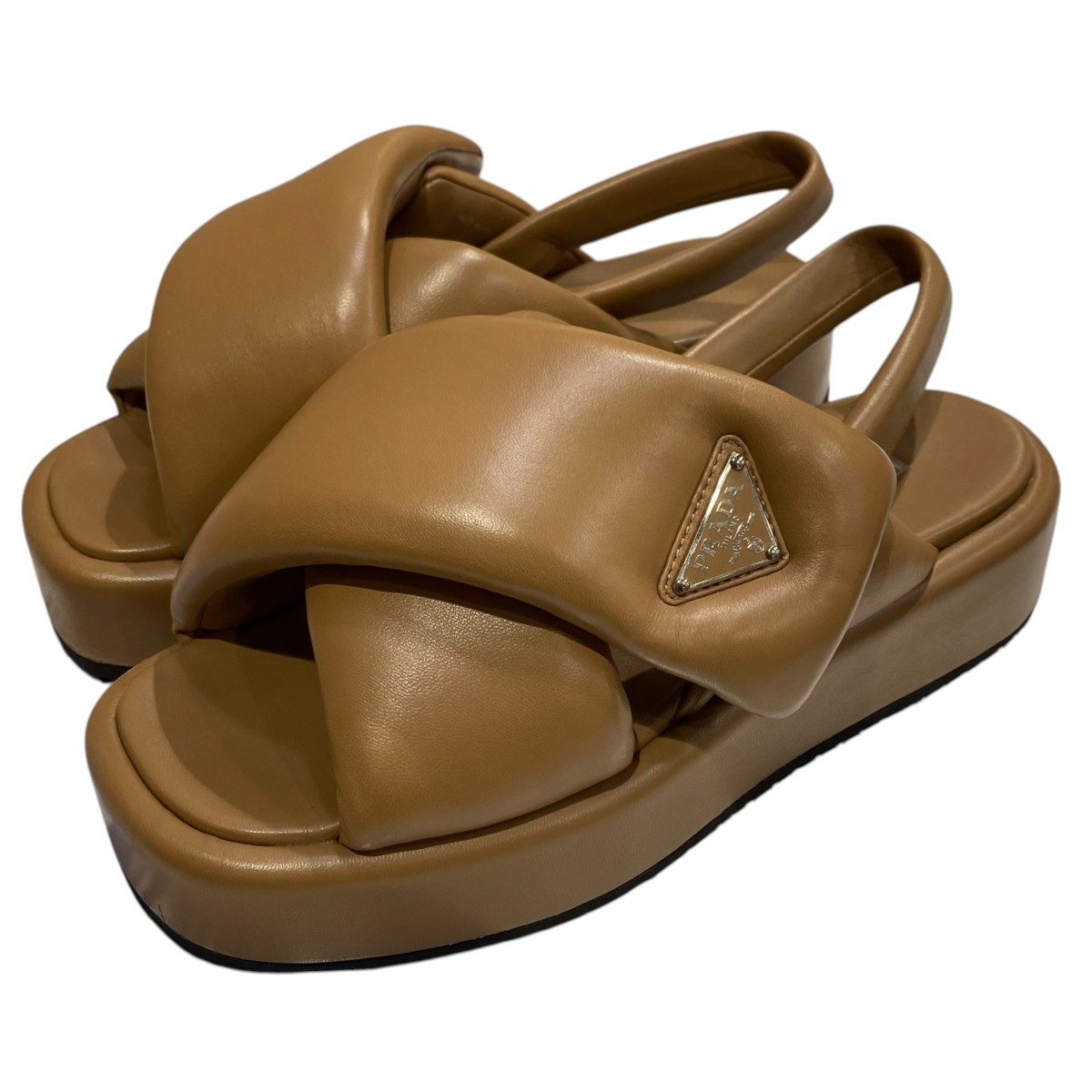 【中古】PRADA ３角形ロゴタイプ サンダル 赤銅色 大きさ：36 1/2 【080426】（プラダ）