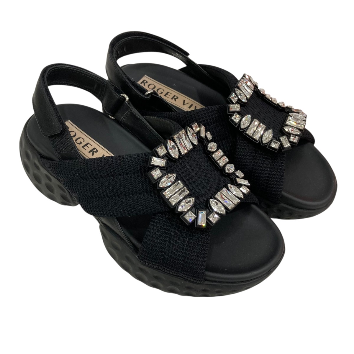 【中古】 Roger Vivier　 厚底クロスサンダル ブラック サイズ：37 【090426】（ロジェ ヴィヴィエ）
