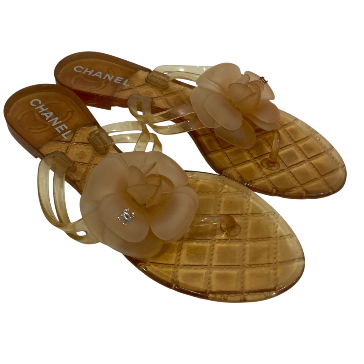 【中古】 CHANEL　 カメリアサンダル ベージュ サイズ：36 【090426】（シャネル）