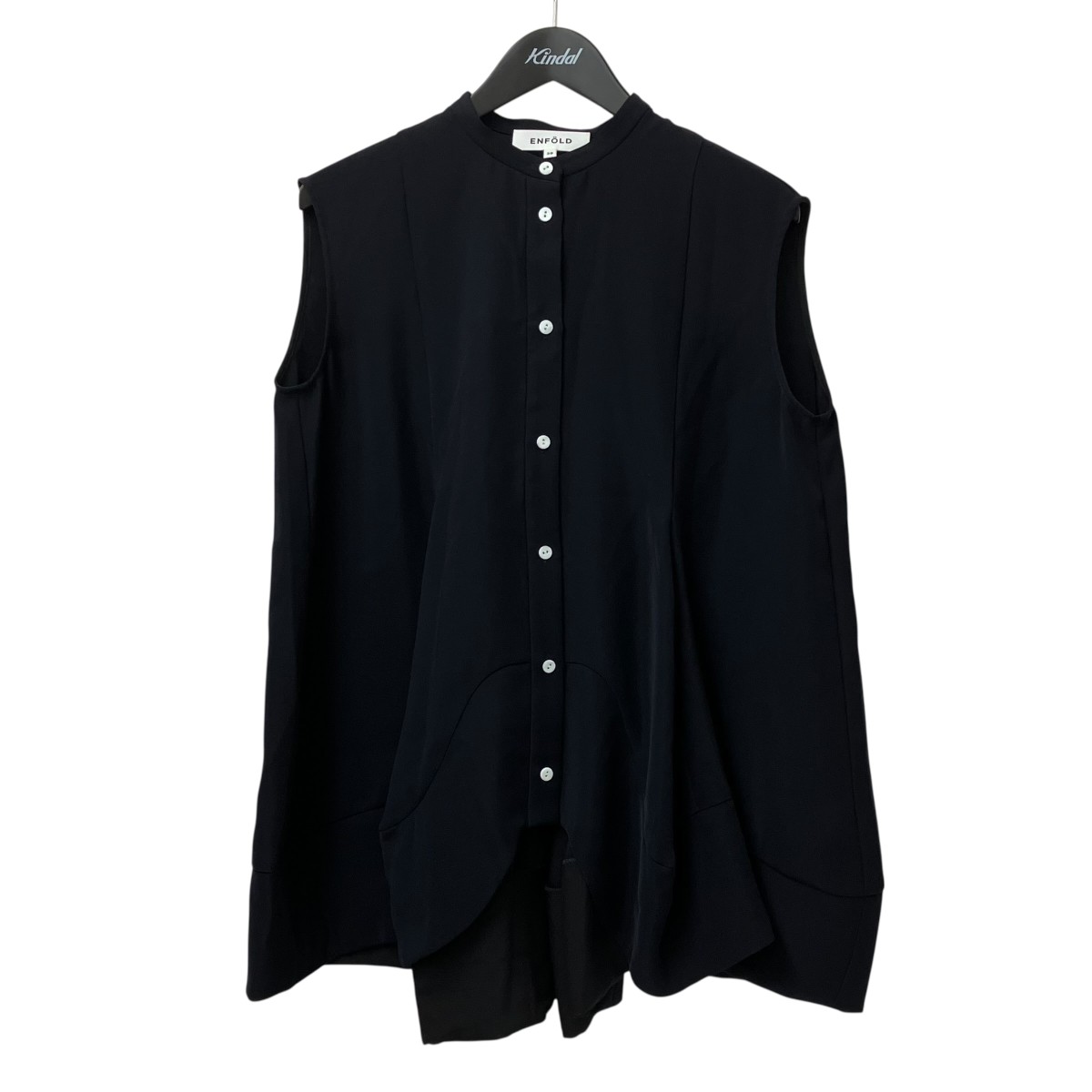 【中古】 ENFOLD　 24AW ノースリーブブラウス 300HA230-260 SOLID FLARE-HEM BLOUSE ネイビー サイズ：SIZE 38 【090426】（エンフォルド）