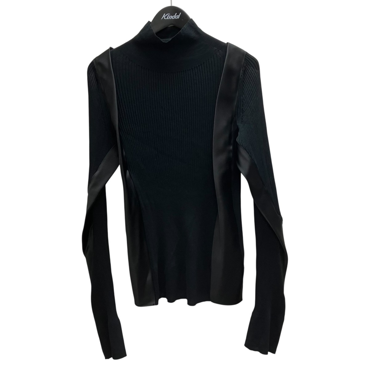 【中古】 sacai　 24SS Knit Pullover 切替タートルネックリブニット ブラック サイズ：3 【100426】（サカイ）