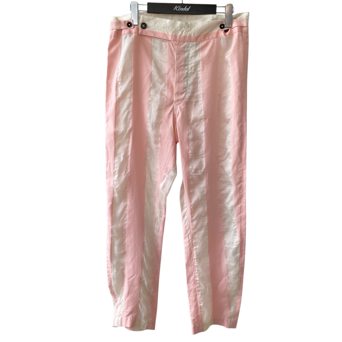 【中古】\u003cBR\u003eANN DEMEULEMEESTER\u003cBR\u003e縞模様 ズボン下 象牙色×サクラ色 大きさ：S\u003cBR\u003e【必要経費思いかえす】