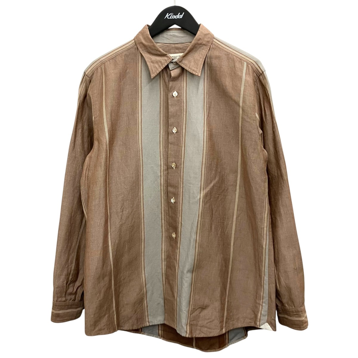 【中古】 Aquellos Ojos Verdes　 ストライプパネルシャツ AAL-SHIMA-1970 ブラウン×グレー サイズ：3 【090426】（アケヨスオホスヴェルデス）