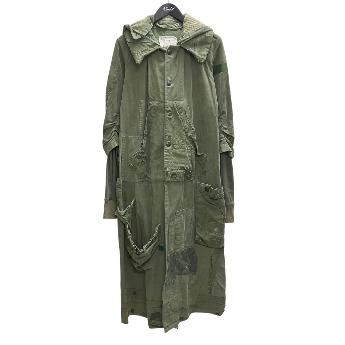 【中古】 GREG LAUREN　 ARMY LONG ROGUE ARTIST JACKET アーミーフーデットコート グリーン サイズ：2 【100426】（グレッグローレン）