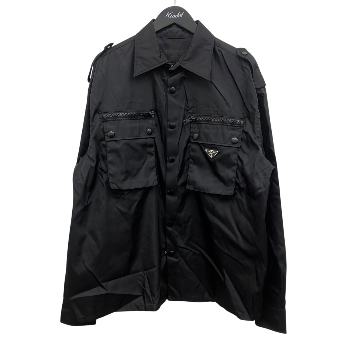 【中古】 PRADA　 三角ロゴシャツ ブラック サイズ：XL 【100426】（プラダ）