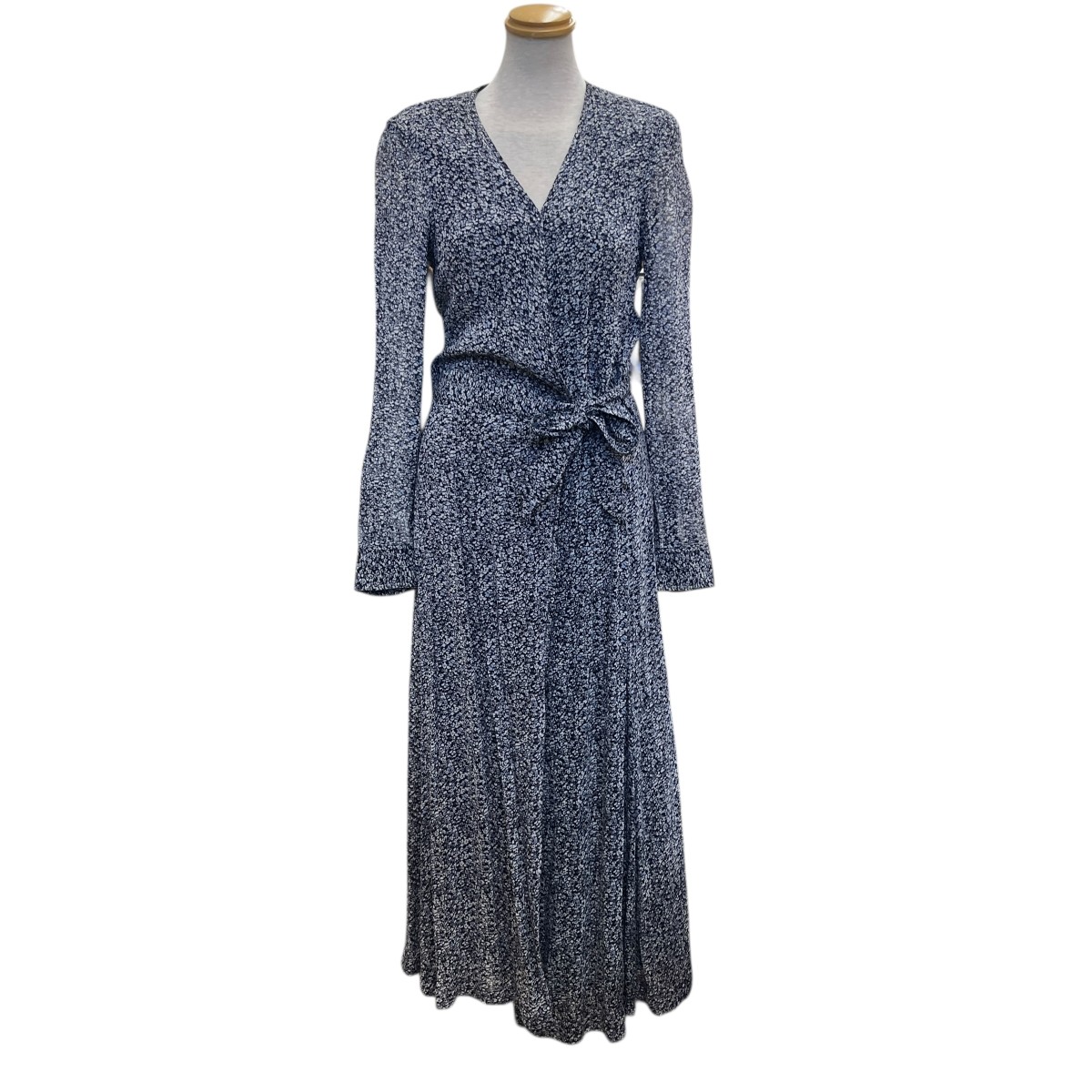 【中古】 Ganni　 花柄 カシュクールワンピース ネイビー サイズ：34 【100426】（ガニー）