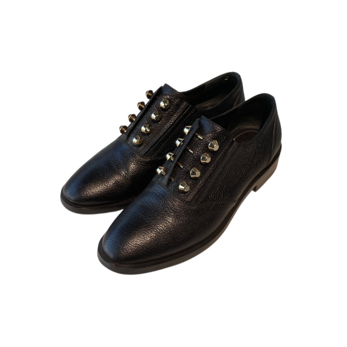 【中古】<br>BALENCIAGA<br>スタッズ レザーシューズ 357843 ブラック サイズ：37<br>【価格見直し】