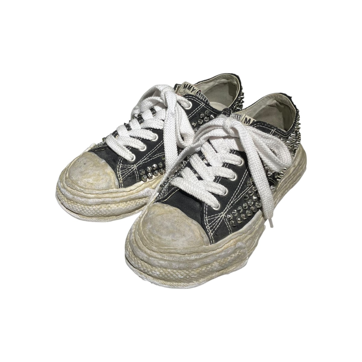 【中古】 MIHARA YASUHIRO　 PETERSON 23 OG Sole Studded Canvas Low-top Sneaker ローカットスニーカー A13FW715 ブラック サイズ：40 【100426】（ミハラヤスヒロ）