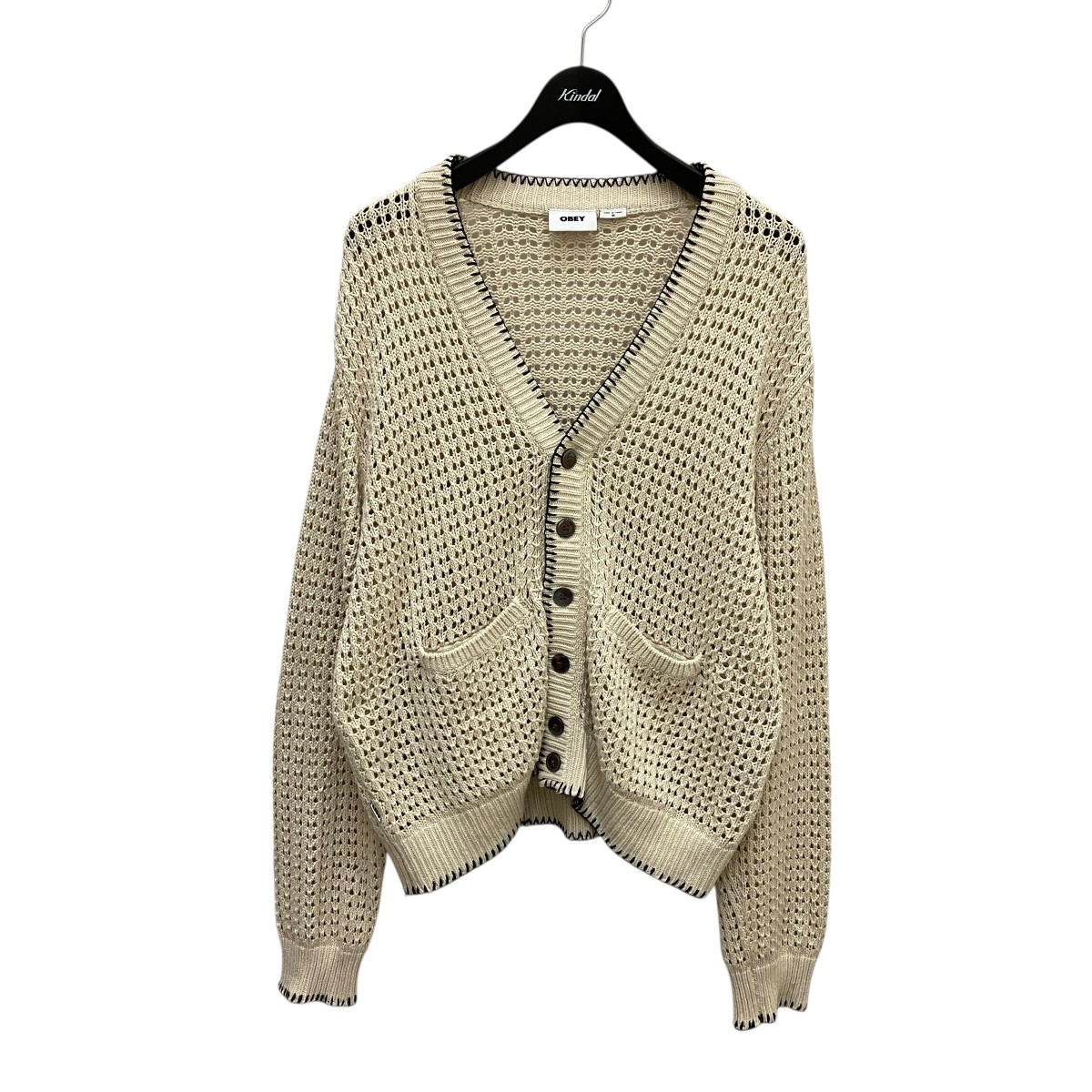 【中古】 OBEY　 ステッチカーディガン アイボリー サイズ：M 【100426】（オベイ）