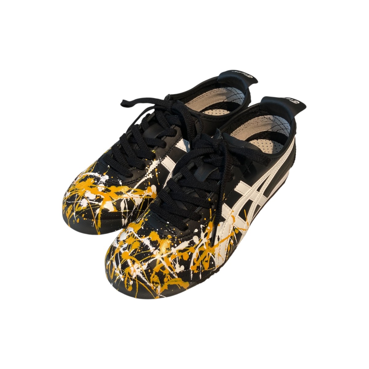 【中古】 Onitsuka Tiger×COMME des GARCONS　 SPLASH HAND PAINT MEXICO 66 スニーカー 1183C102-001 ブラック サイズ：25 【110426】（オニツカタイガー×コムデギャルソン）