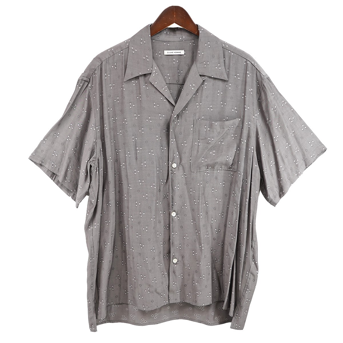 【中古】CLANE HOMME オープンカラー 半袖 シャツ グレー サイズ：1 【100426】（クラネオム）