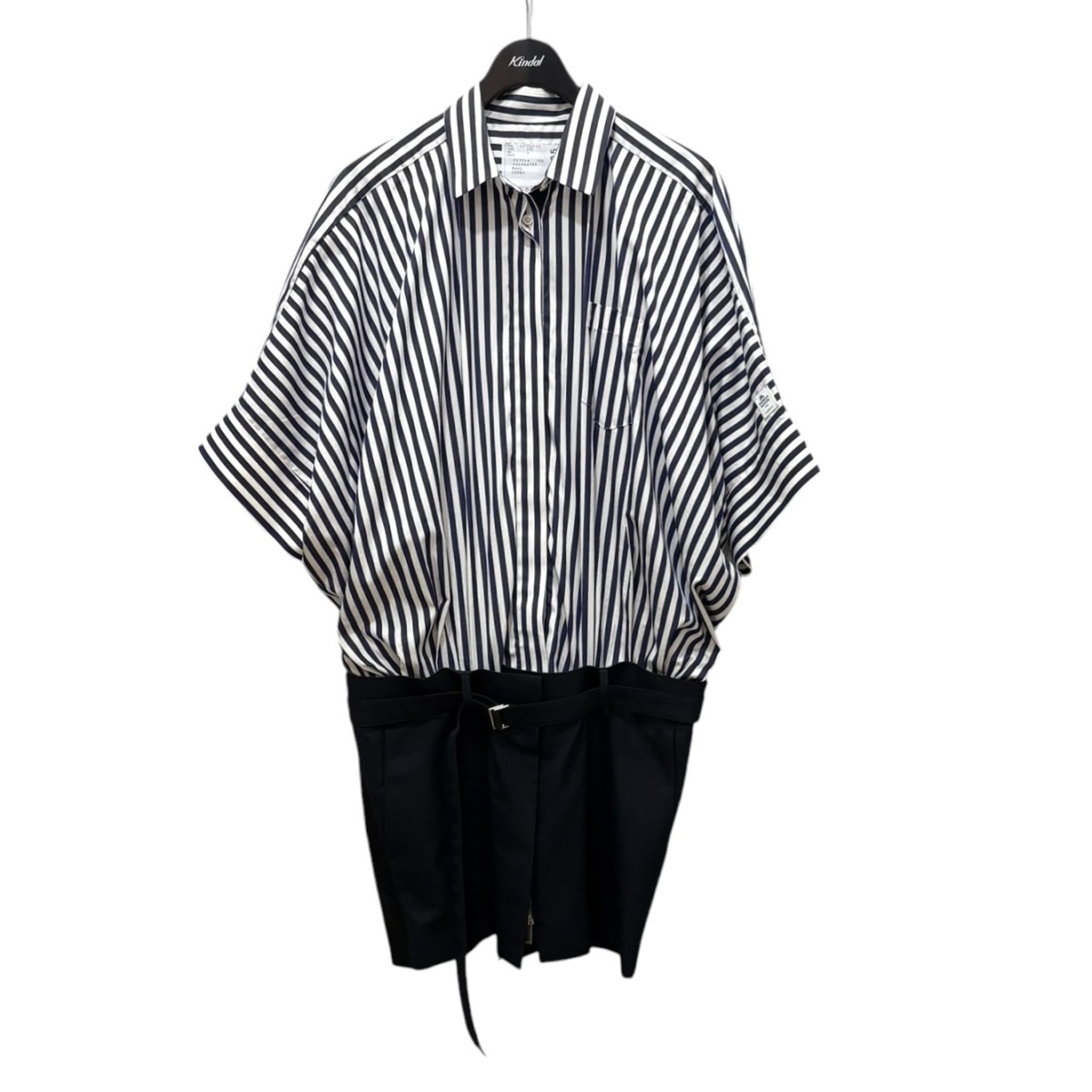 【中古】 sacai　 ドッキングワンピース 23-06525 ネイビーｘホワイト サイズ：3 【100426】（サカイ）