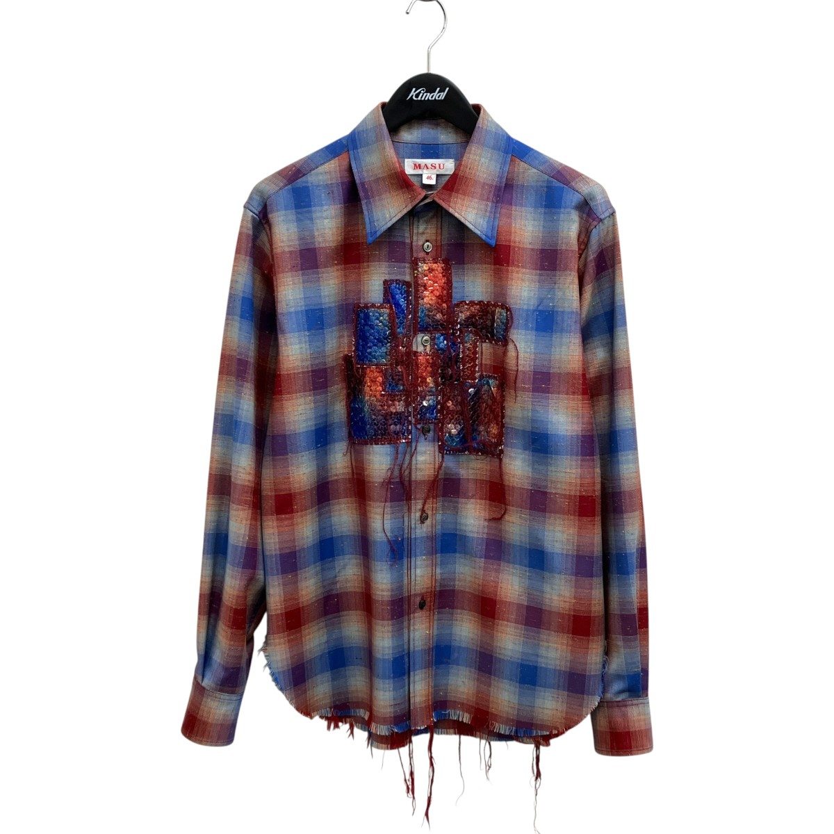 【中古】 MASU　 22AW RAINBOW DUST SHIRT 長袖シャツ MVFW-SH0122 レッド×ブルー サイズ：46 【110426】（エムエーエスユー）