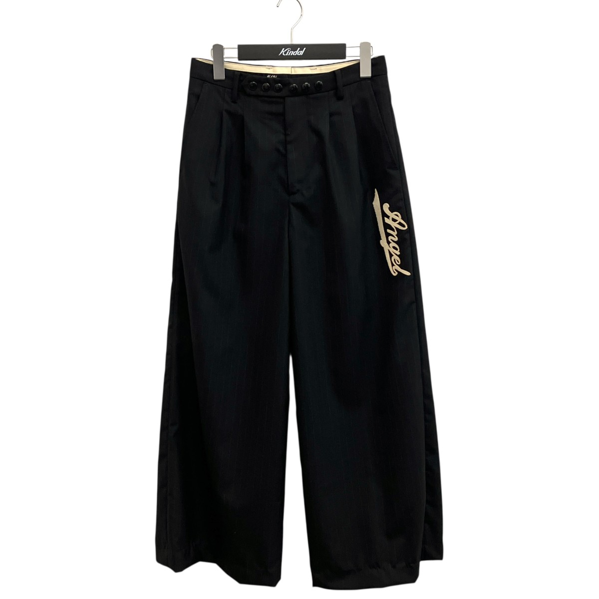 【中古】 MASU　 22AW Future Wide Trousers ストライプスラックス MASS-PT0124I ブラック サイズ：44 【110426】（エムエーエスユー）