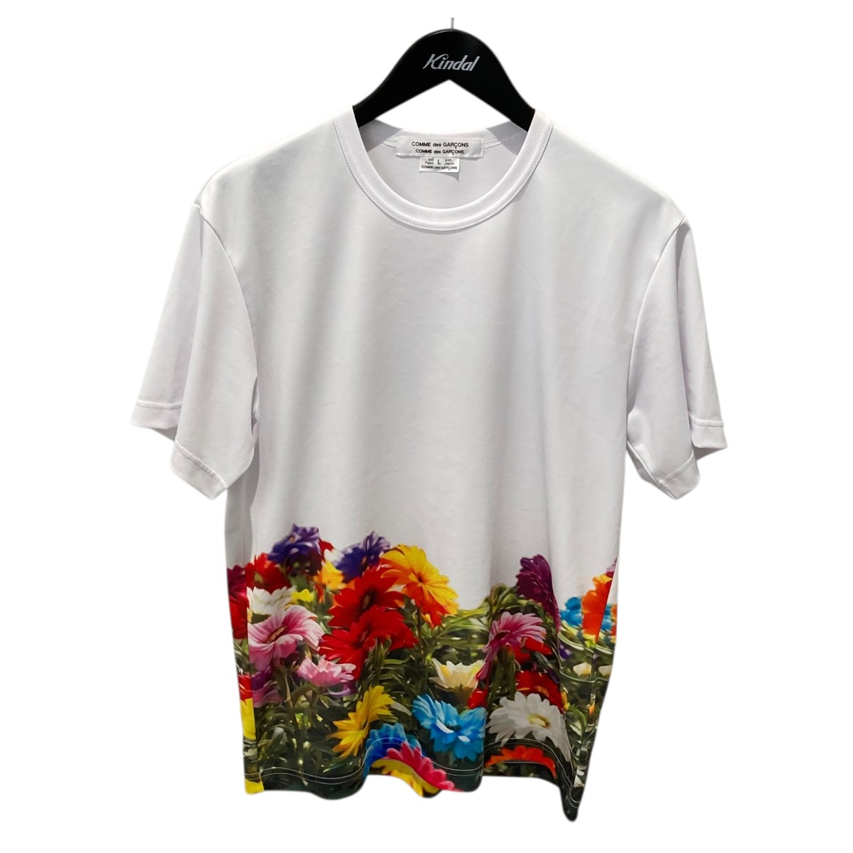 【中古】 COMME des GARCONS COMME des GARCONS　 25SS RO-T026 フラワープリント 半袖カットソー ホワイト サイズ：L 【110426】（コムデギャルソンコムデギャルソン）