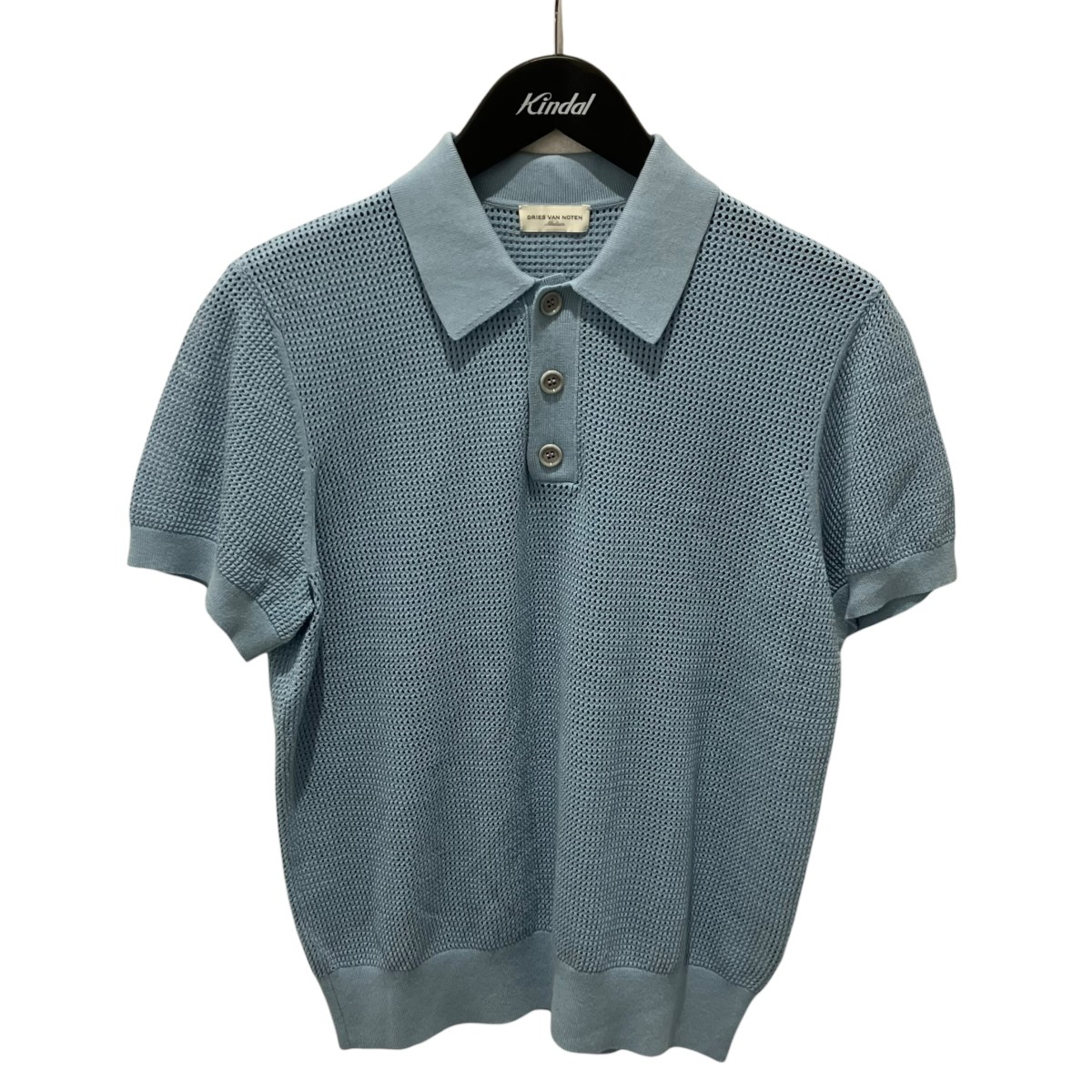 【中古】 DRIES VAN NOTEN　 24SS 半袖メッシュ ポインテルニットポロシャツ 半袖ポロシャツ 41-231-12-021219 ブルー サイズ：M 【110426】（ドリスヴァンノッテン）