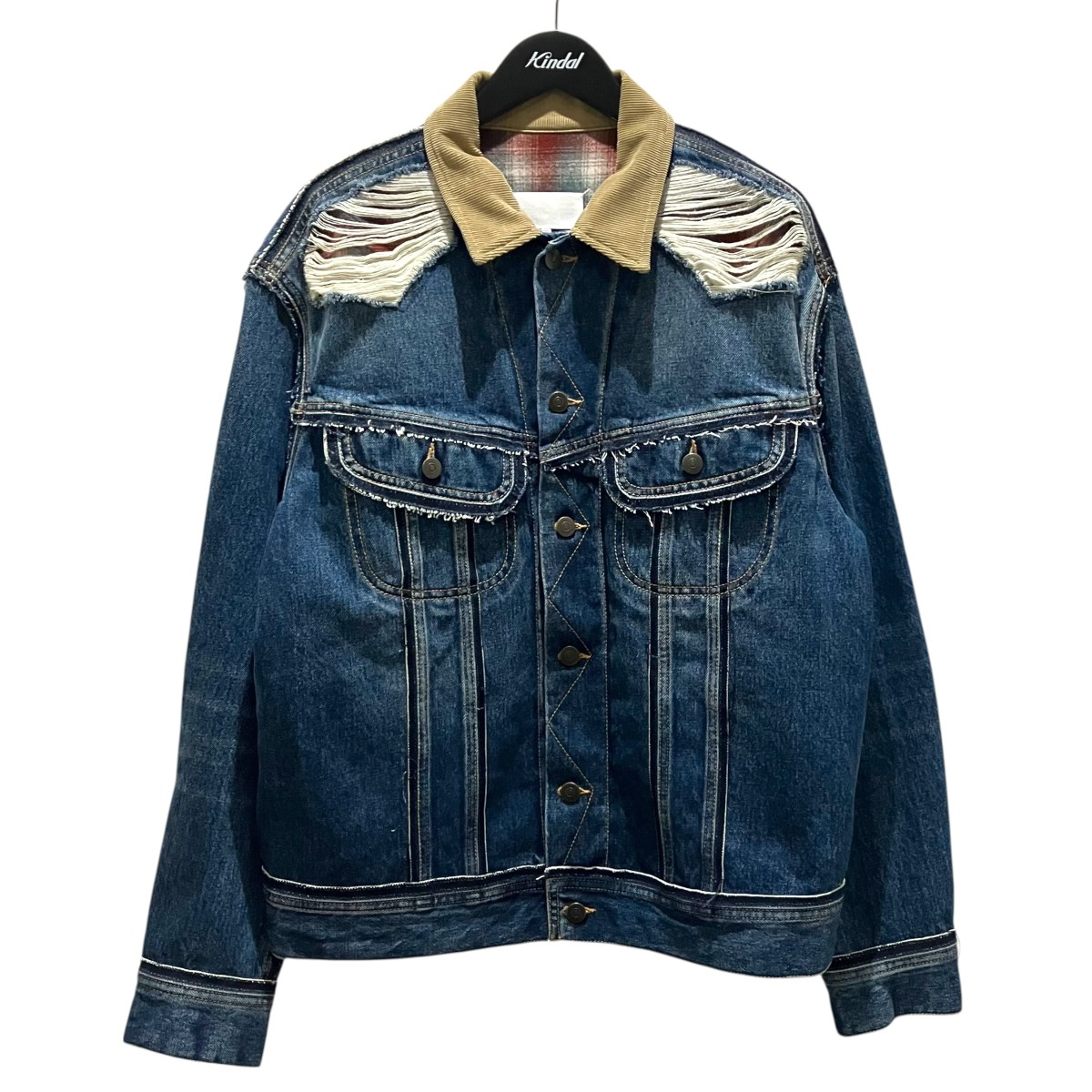【中古】Maison Margiela×PENDLETON ペンドルトンデニムジャケット S67AM0061 インディゴ×レッド サイズ:48 【110426】(メゾンマルジェラ×ペンドルトン)|ブランド古着のカインドオル