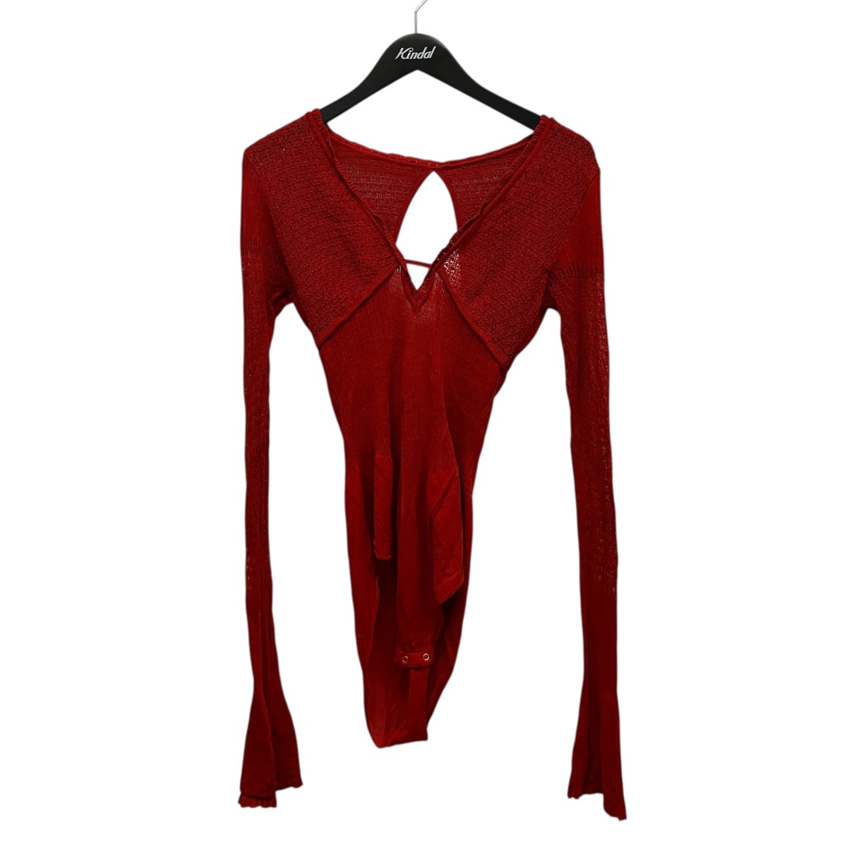 【中古】FETICO 24SS LACE KNIT V-NECK BODYSUIT 上半身背広 FTC242-0703 赤いこと 大きさ：3 【110426】（フェティコ）