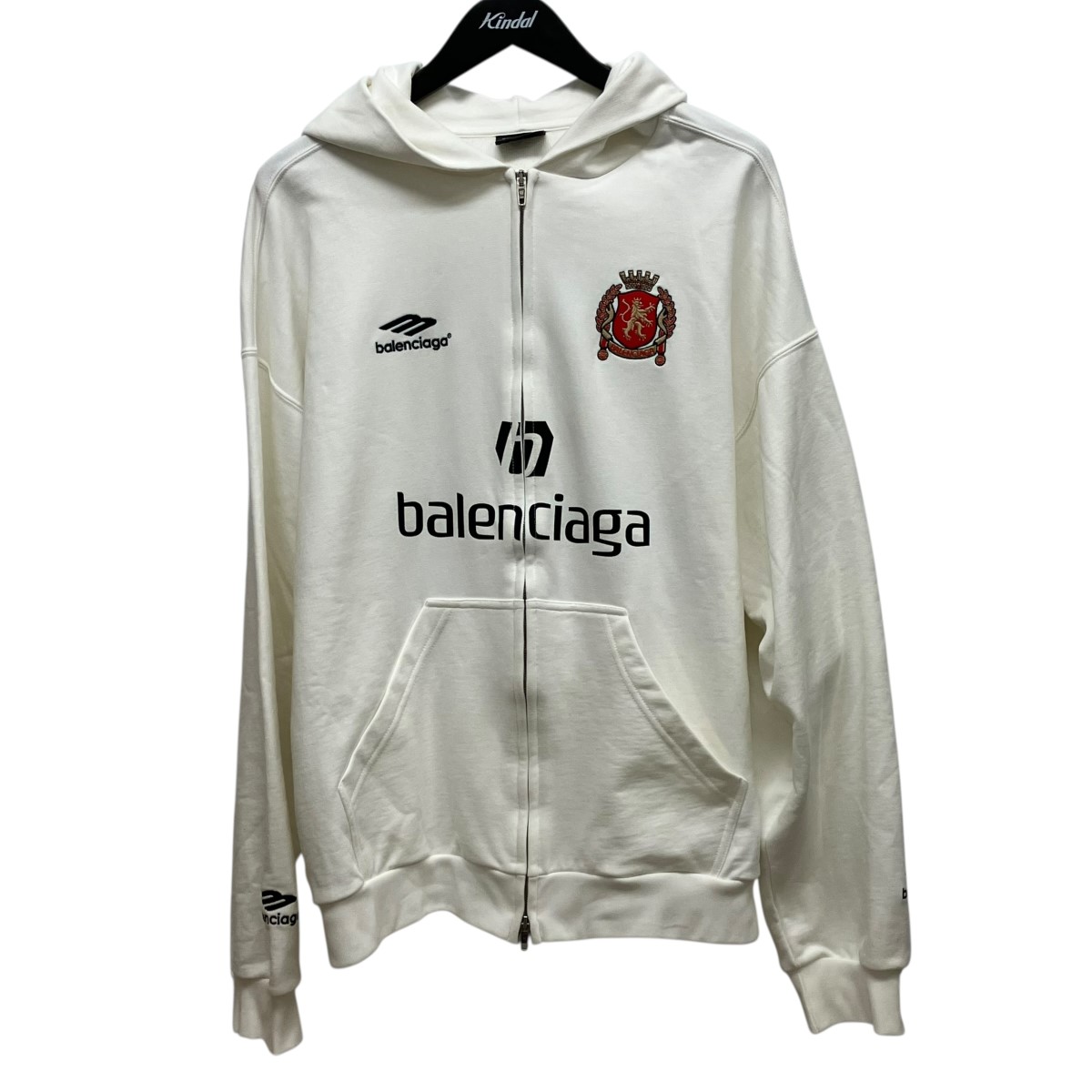 【中古】 BALENCIAGA　 Soccer Paris Zip-Hoodie サッカーロゴジップパーカー 744457 ホワイト サイズ：S 【110426】（バレンシアガ）