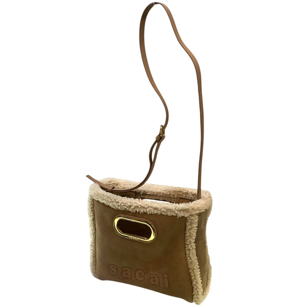 【中古】\u003cBR\u003esacai\u003cBR\u003e「Shearing Shopper Bag Small」 ショルダーバッグ 赤銅色×ベージュ\u003cBR\u003e【通貨価値思いなおす】