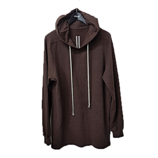 【中古】 RICK OWENS　 23AW プルオーバーパーカー　ロング丈ドローストリングパーカー RU02C7285-BG ブラウン サイズ：S 【110426】（リックオウエンス）