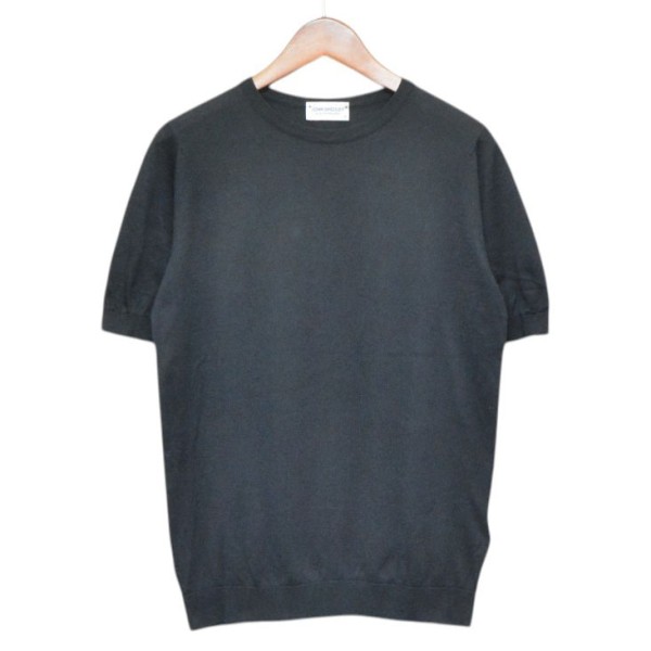 【中古】JOHN SMEDLEYコットンクルーネックニットTシャツ ブラック サイズ：M【価格見直し】｜ブランド古着のカインドオル