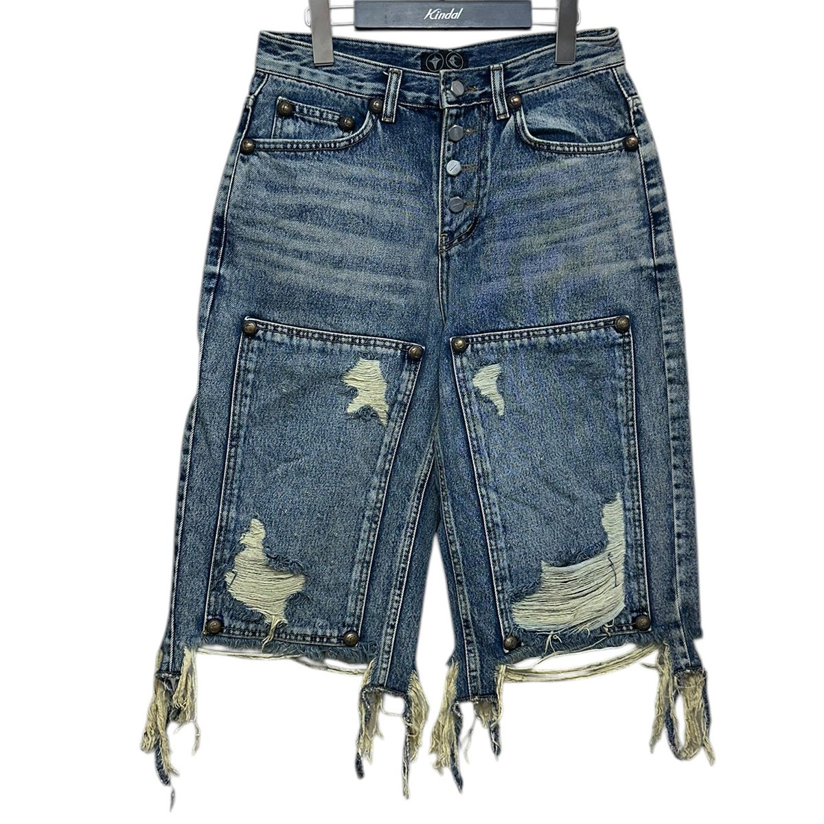 【中古】 THUG CLUB　 DOUBLE KNEE DAMAGE SHORTS ショートパンツ TC24PT0301 インディゴ サイズ：1 【110426】（サグクラブ）