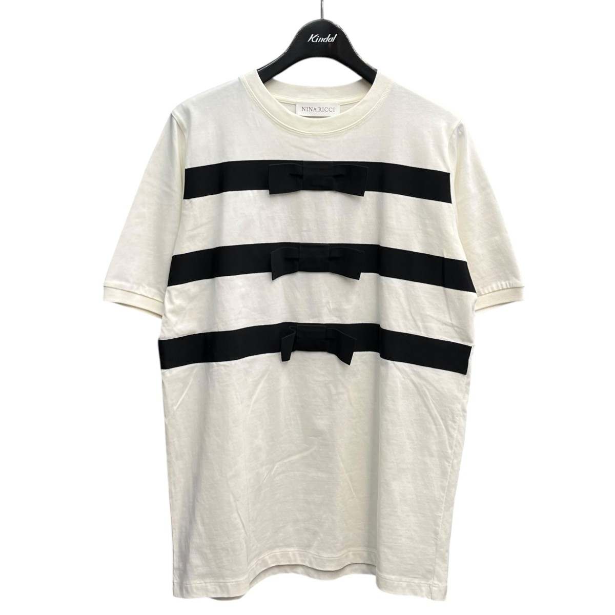 【中古】 NINA RICCI　 25SS JERSEY BOW RIBBON TEE 半袖カットソー 25PJTO027CO1094 ホワイト サイズ：S 【110426】（ニナリッチ）
