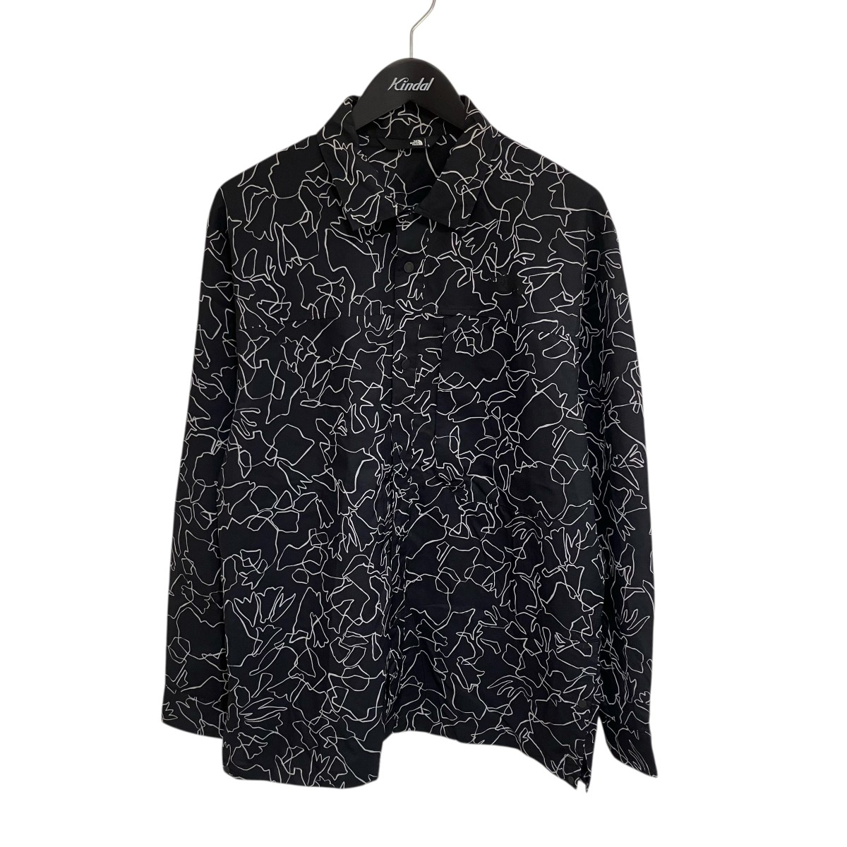 【中古】 THE NORTH FACE　 Hikers’ SHIRT 総柄シャツ NR12401 ブラック サイズ：L 【110426】（ザノースフェイス）