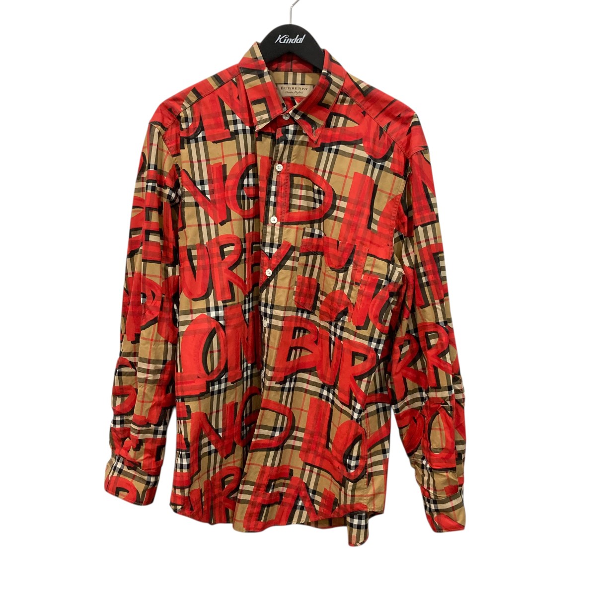 【中古】 BURBERRY　 長袖シャツ 8002928 レッド×ベージュ サイズ：L 【120426】（バーバリー）