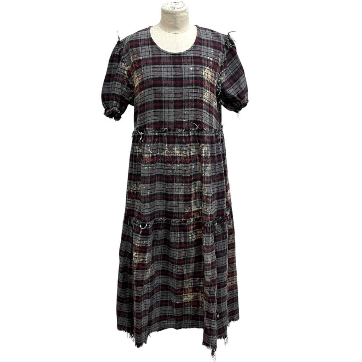 【中古】 R13　 GOTH DRESS WITH RINGS チェック ワンピース R13WR116-R131C グレー×レッド サイズ：XS 【120426】（アールサーティーン）