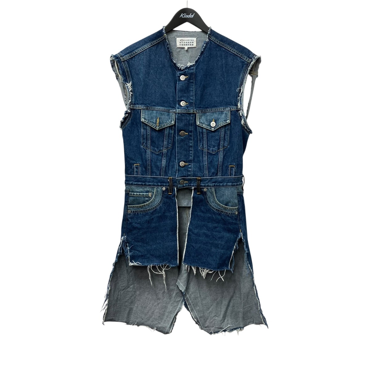 【中古】Maison Margiela　22SS ノースリーブロングデニムベスト S51FB0073 ネイビー&times;ブルー サイズ：38 【120426】（メゾンマルジェラ）｜ブランド古着のカインドオル