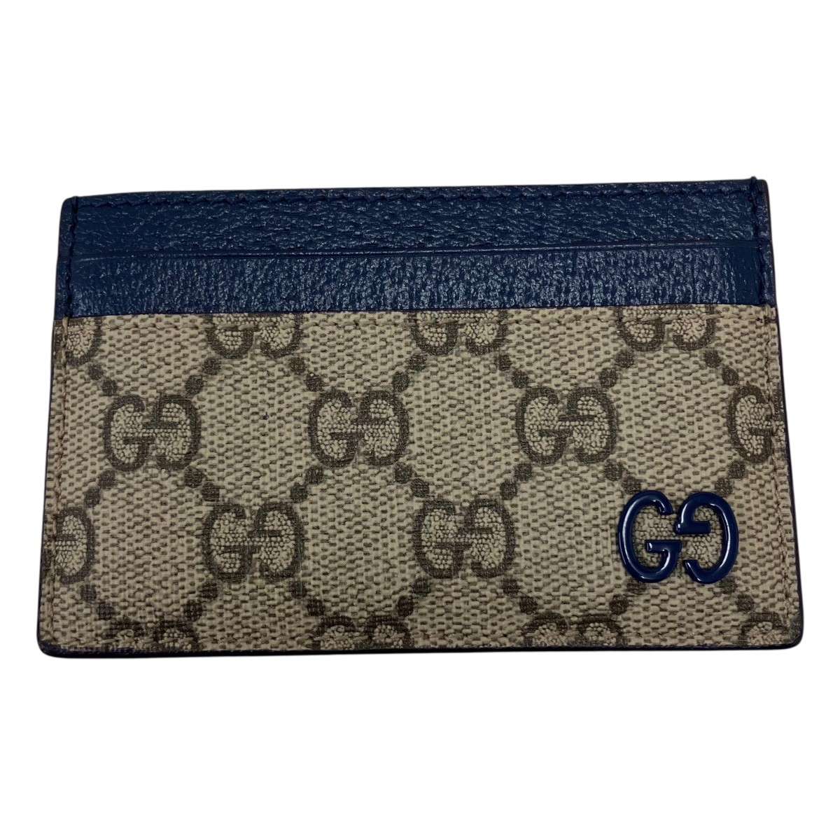 【中古】 GUCCI　 カードケース ベージュ×ネイビー 【120426】（グッチ）