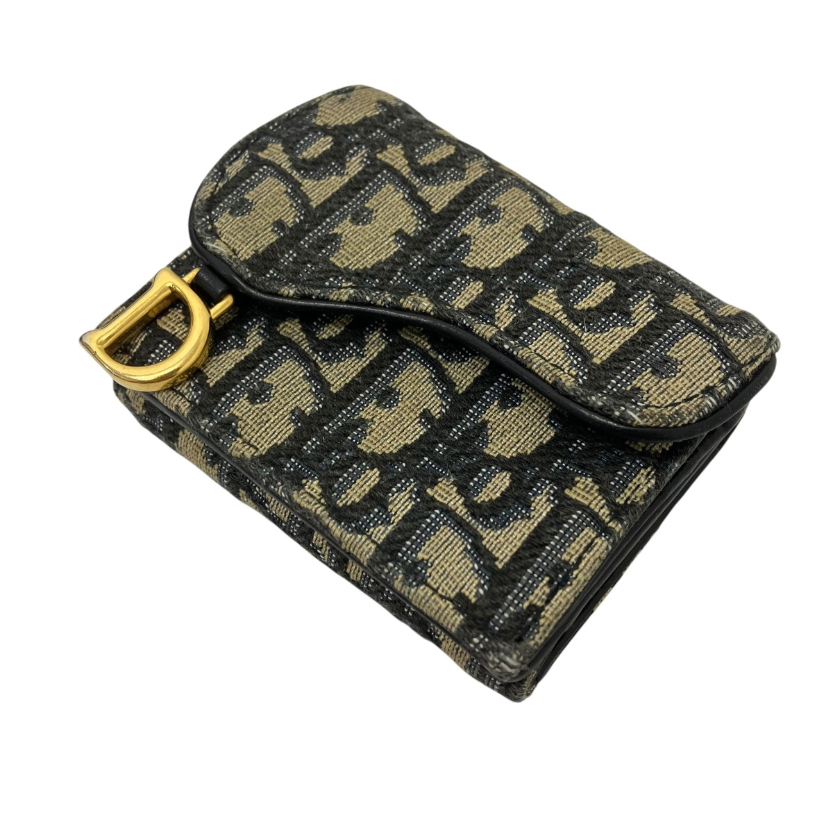 【中古】 Christian Dior　 オブリークジャガードサドルコンパクトウォレット ベージュ サイズ：- 【120426】（クリスチャンディオール）