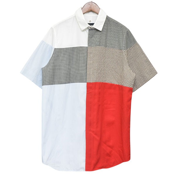 【中古】Omar Afridi 2022SS COLOURIST SHIRT パッチワーク半袖プルオーバー マルチ色つや 大きさ：46 【120426】（オマールアフリディ）